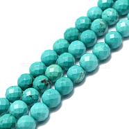 Natural Howlite Beads Strands, Dyed & Heated, Faceted, Round, Medium Aquamarine, 8mm, Hole: 1mm(TURQ-C003-8mm-2)