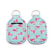 Hand Sanitizer Keychain Holder, for Shampoo Lotion Soap Perfume and Liquids Travel Containers, Colorful, Flamingo Pattern, 124x64x4mm(DIY-WH0166-62L)