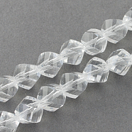 Glass Bead Strands, Faceted, Twist, Clear, 4x4x4mm, Hole: 1mm(GLAA-R042-4x4mm-15)