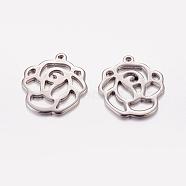 Original Color Flower Rose Charms 201 Stainless Steel Pendants, 16x15x1mm, Hole: 1mm(X-STAS-G029-15)