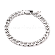 Women' s Fashionable 304 Stainless Steel Cuban Link Chain Bracelets, with Lobster Claw Clasps, Stainless Steel Color, 7-1/2 inch(19cm)(X-BJEW-JB05657-01)