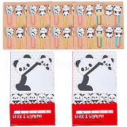 Panda Shape Iron Paperclips, Cute Paper Clips, Funny Bookmark Marking Clips & Paper Sticky Note & Memo Set, Mixed Color, Paperclips: 44.5~46.5x16~18.5x4.5mm, 40pcs, Sticky Note & Memo: 61.5x64x0.1mm & 46x14x0.1mm, 2 books(AJEW-CP0005-75)