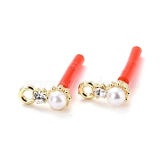 Alloy Stud Earring Findings, with 925 Sterling Silver Pin and ABS Plastic Imitation Pearl, with Loop, Flower, Golden, 11.5x5.5mm, Hole: 1.8mm, Pin: 0.7mm(EJEW-J102-06G)