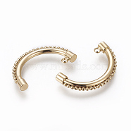 Brass Pendants, Nickel Free, Long-Lasting Plated, Curve, Real 18K Gold Plated, 31x17x4mm, Hole: 1.8mm(KK-E768-27G)