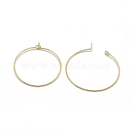 Brass Hoop Earrings, Ring, Real 18K Gold Plated, 20 Gauge, 34x30mm, Pin: 0.8mm(KK-T032-015G)