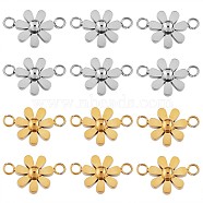 12Pcs 430 Stainless Steel Small Flower Connector Charms, Metal Daisy Pendant for Jewelry Earring Bracelet Handmade Making, with Open Loop, Golden & Stainless Steel Color, 9mm(JX239A)
