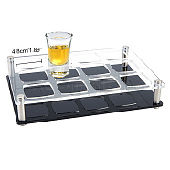 12-Hole Acrylic Wine Glass Organizer Holder, Goblet Serving Tray Rack, Rectangle, Clear, Finished Product: 18x25x4cm, Inner Diameter: 4.8x4.85cm(ODIS-WH0025-151B)
