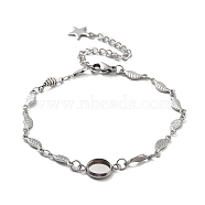 201 Stainless Steel Link Bracelet Settings Fit for Cabochons, with 304 Stainless Steel Tray, Bracelet Making with Link Chains, Oval, 7-1/4 inch(18.3cm)(MAK-K023-01A-P)