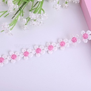 15 Yards Milk Fiber Flower Lace Ribbon, Clothing Decoration, Hot Pink, 1/2 inch(13mm)(PW-WG89638-03)