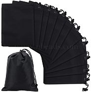 Polyester Bags, with Drawstring Ropes, Rectangle, Black, 30x24x0.04cm(ABAG-WH0035-026D)