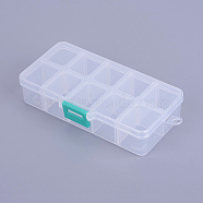 Organizer Storage Plastic Box, Adjustable Dividers Boxes, Rectangle, White, 13.5x7x3cm, compartment: 3x2.5cm, 10 compartment/box(X-CON-X0002-02)