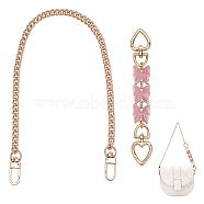 Elite 1Pc Curb Chain Bag Handle, and 1Pc Butterfly Alloy Enamel Bag Strap Extender, with Swivel Clasps, for Bag Straps Replacement Accessories, Pink, 16cm & 40.5cm(FIND-PH0009-36A)