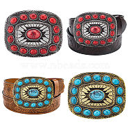 WADORN 2Pcs 2 Colors Alloy Smooth Buckles, Belt Fastener, with Resin Imitation Synthetic Turquoise, Rectangle, Mixed Color, 62x77x7.5mm, Hole: 16x40mm, 1pc/color(AJEW-WR0001-99)