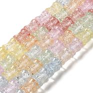 Transparent Crackle Glass Beads Strands, Bamboo Joint, Mixed Color, 8x10.5mm, Hole: 1.7mm, about 38pcs/strand, 15.35''(39cm)(GLAA-D025-01E)