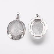 Natural Quartz Crystal Pendants, with Platinum Tone Alloy Findings, Oval, 37x25x10mm, Hole: 4x8mm(G-K252-A21)