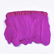 Goose Feather Fringe Trimming, Costume Accessories, Dyed, Magenta, 145~195mm, about 2m/bag(FIND-T037-05F)
