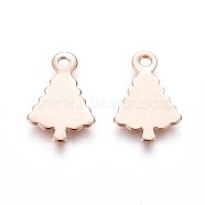 201 Stainless Steel Charms, Christmas Trees, Stamping Blank Tag, Rose Gold, 14x9x0.7mm, Hole: 1.5mm(STAS-E484-11RG)