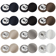 96Pcs 6 Colors 1-Hole Cloth Buttons, with Aluminium Findings, Flat Round Button, Mixed Color, 10x7mm, Hole: 2mm, 16pcs/color(BUTT-BC0001-09)