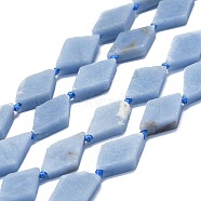 Natural Angelite Beads Strands, Rhombus, 20~22x12~13x4~5mm, Hole: 1mm, about 19pcs/strand, 16.73''(42.5cm)(G-K245-E08-02)