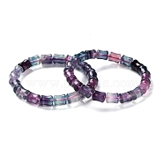 Natural Fluorite Beaded Stretch Bracelets for Women, Column, Inner Diameter: 2-1/8 inch(5.5cm)(BJEW-C081-06)