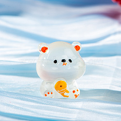 Luminous Resin Bear Figurines Ornaments, Glow in the Dark, Micro Landscape Car Home Desktop Decorations, Ghost White, 31x28mm(PW-WG17306-05)