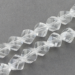 Glass Bead Strands, Faceted, Twist, Clear, 4x4x4mm, Hole: 1mm(GLAA-R042-4x4mm-15)