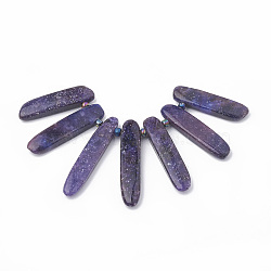 Natural Lepidolite/Purple Mica Stone Beads Strands, Graduated Fan Pendants, Focal Beads, Spodumene Beads, 38~49x9~10x5~6mm, Hole: 1.5mm, 7pcs/set, 3.14 inch/strand, glass bead: 4mm(G-N215-007)