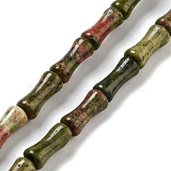 Natural Unakite Beads Strands, Bamboo Joint, 12x5x4mm, Hole: 1mm, about 32pcs/strand, 14.96''(38cm)(G-Q178-A10-01)