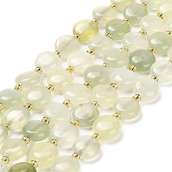 Natural New Jade Beads Strands, with Seed Beads, Flat Round, 10~10.5x4~5mm, Hole: 0.8mm, about 32pcs/strand, 15.47''(39.3cm)(G-H005-B07-01)