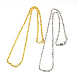 Fashionable 304 Stainless Steel Rope Chain Necklace Making, with Lobster Claw Clasps, Mixed Color, 21.5 inch~24 inch(54.6~60.9cm)x3mm(STAS-A028-N052)