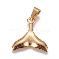 304 Stainless Steel Pendants, Whale Tail Shape, Golden, 26x25x3mm, Hole: 9x4.5mm(STAS-L222-17G)