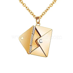 Stainless Steel Envelope Pendant Necklaces, with Cable Chains, Golden, 17.72 inch(45cm)(GL7398-1)
