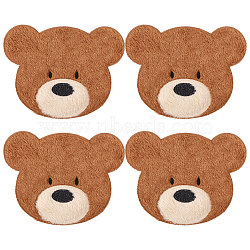 Computerized Embroidery Polyester with Fur Iron on/Sew on Patches, Costume Accessories, Bear, Coconut Brown, 116x150x4mm(DIY-WH0671-397B)