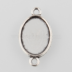Antique Silver Tibetan Style Alloy Flat Oval Cabochon Connector Settings, Cadmium Free & Lead Free, Tray: 18x13mm, 29x16x2mm, Hole: 2mm, about 666pcs/1000g(TIBE-M022-06AS)