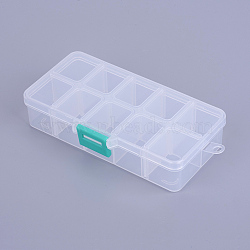 Organizer Storage Plastic Box, Adjustable Dividers Boxes, Rectangle, White, 13.5x7x3cm, compartment: 3x2.5cm, 10 compartment/box(X-CON-X0002-02)