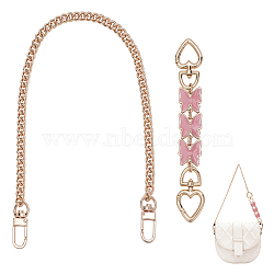 PandaHall Elite 1Pc Curb Chain Bag Handle, and 1Pc Butterfly Alloy Enamel Bag Strap Extender, with Swivel Clasps, for Bag Straps Replacement Accessories, Pink, 16cm & 40.5cm(FIND-PH0009-36A)