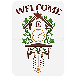 Plastic Drawing Painting Stencils Templates, for Painting on Scrapbook Fabric Tiles Floor Furniture Wood, Rectangle, Clock Pattern, 29.7x21cm(DIY-WH0396-0003)