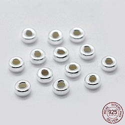 925 Sterling Silver Spacer Beads, Rondelle, Silver, 6x3mm, Hole: 2.5mm, about 20pcs/5g(STER-K171-39S-02)