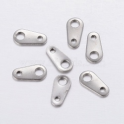 304 Stainless Steel Chain Tabs, Chain Extender Connectors, Stainless Steel Color, 8x4x0.6mm, Hole: 1mm & 2mm(STAS-P198-06)