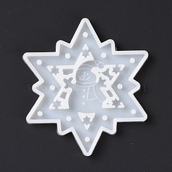 Snowflake with Snowman Pendant Silicone Molds, Resin Casting Molds, for UV Resin, Epoxy Resin Craft Making, Christmas Theme, White, 85x77x6mm, Hole: 3mm(DIY-K051-29)