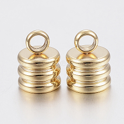 304 Stainless Steel Cord Ends, End Caps, Column, Golden, 9x7mm, Hole: 2.5mm, Inner Diameter: 5mm(X-STAS-H436-12)