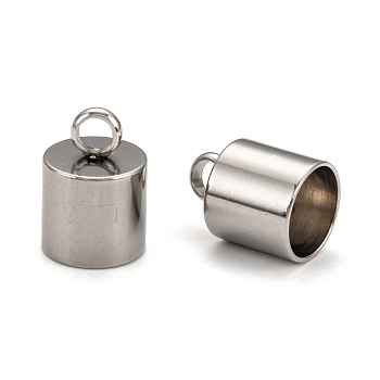 304 Stainless Steel Cord Ends, Stainless Steel Color, 13x9mm, Hole: 3.5mm, 8mm inner diameter