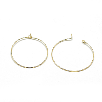 Brass Hoop Earrings, Ring, Real 18K Gold Plated, 20 Gauge, 34x30mm, Pin: 0.8mm