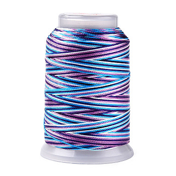 5 Rolls 6-Ply Segment Dyed Polyester Cords, Milan Cord, Round, Deep Sky Blue, 0.3mm, about 147.64 Yards(135m)/Roll