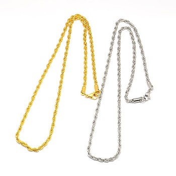 Fashionable 304 Stainless Steel Rope Chain Necklace Making, with Lobster Claw Clasps, Mixed Color, 21.5 inch~24 inch(54.6~60.9cm)x3mm