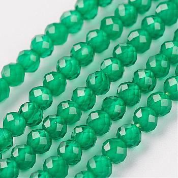 Natural Quartz Crystal Bead Strand, Dyed, Imitation Emerald, Round, Faceted, 2mm, Hole: 0.5mm, about 164pcs/strand, 15.8 inch(40.2cm)