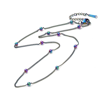 Ion Plating(IP) 304 Stainless Steel Satellite Chain Necklace for Men Women, Rainbow Color, 15.55~16.18 inch(39.5~41.1cm)