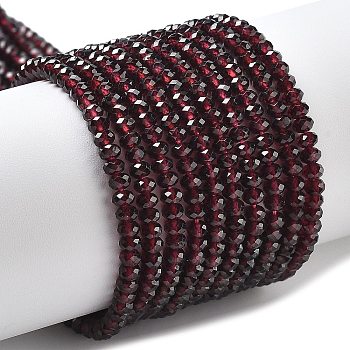 Natural Garnet Beads Strands, Faceted, Rondelle, 4x2.5mm, Hole: 0.5mm, about 148pcs/strand, 15.24''(38.7cm)