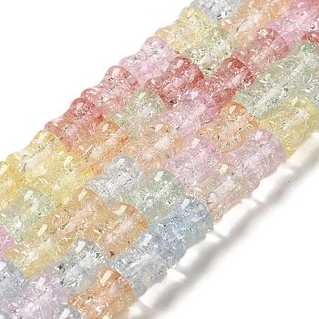 Transparent Crackle Glass Beads Strands, Bamboo Joint, Mixed Color, 8x10.5mm, Hole: 1.7mm, about 38pcs/strand, 15.35''(39cm)
