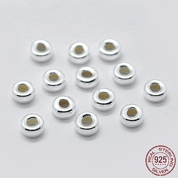925 Sterling Silver Spacer Beads, Rondelle, Silver, 6x3mm, Hole: 2.5mm, about 20pcs/5g